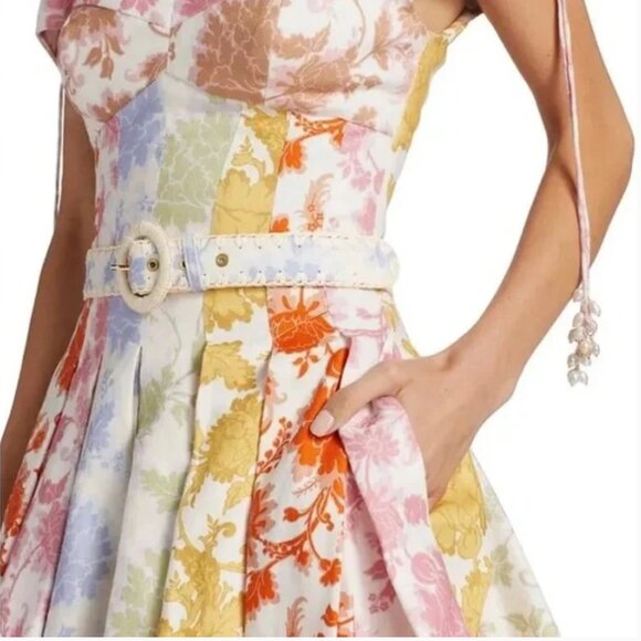 Zimmermann Off the Shoulder A-Line Mini Dress in Linen - Picture 3 of 13